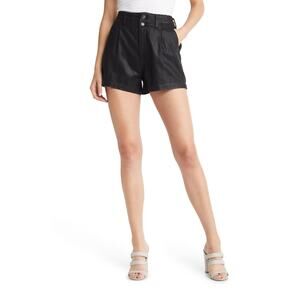 Paige 'Mayslie' Black Pleated Denim Jean Shorts Size 26